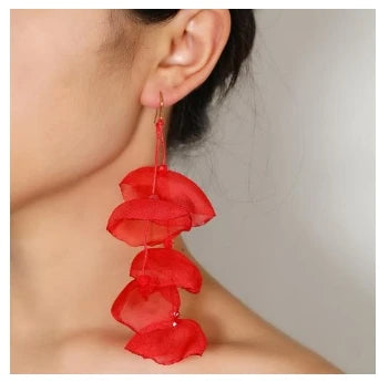 Long Charm Flower Earrings