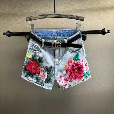Handmade Fenira Floral Embroidered Shorts