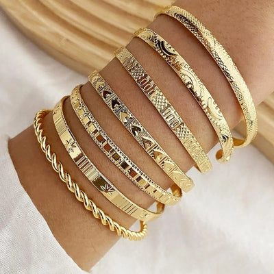 7 Piece Gold Bangle Bracelets Set