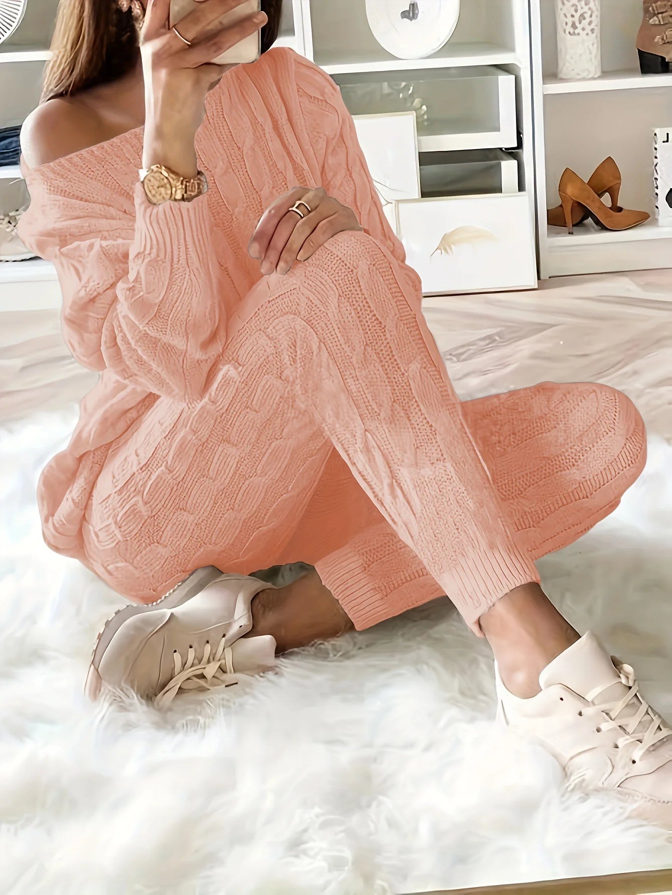 Solid Knitted Matching Two Piece Set