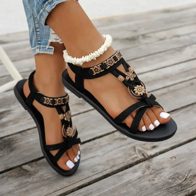 Flower Beaded Bohemian Sandals