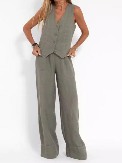 Veyra Vest Shirt & Pants Set