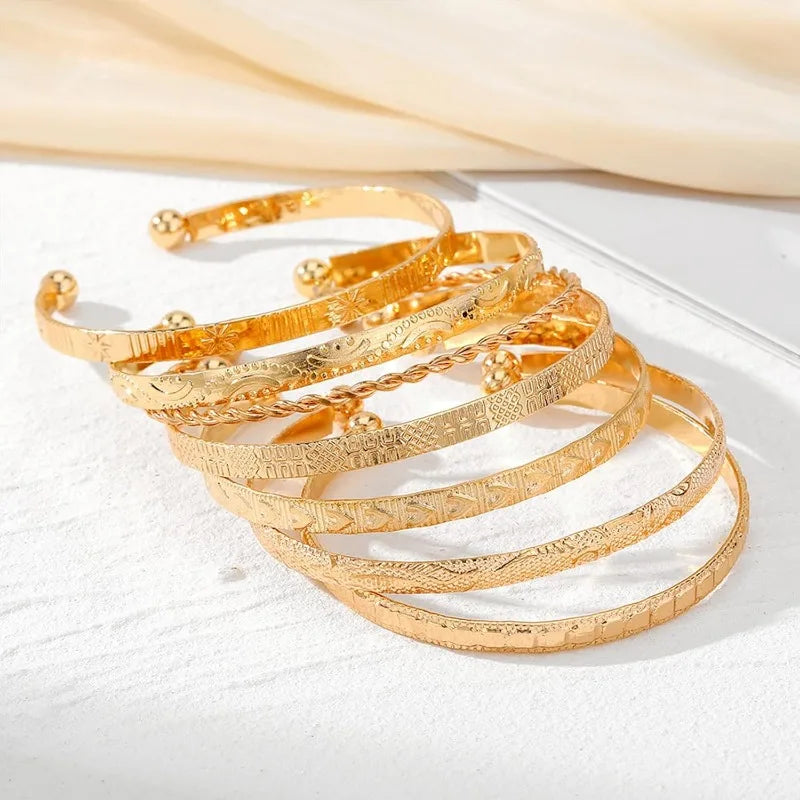 7 Piece Gold Bangle Bracelets Set