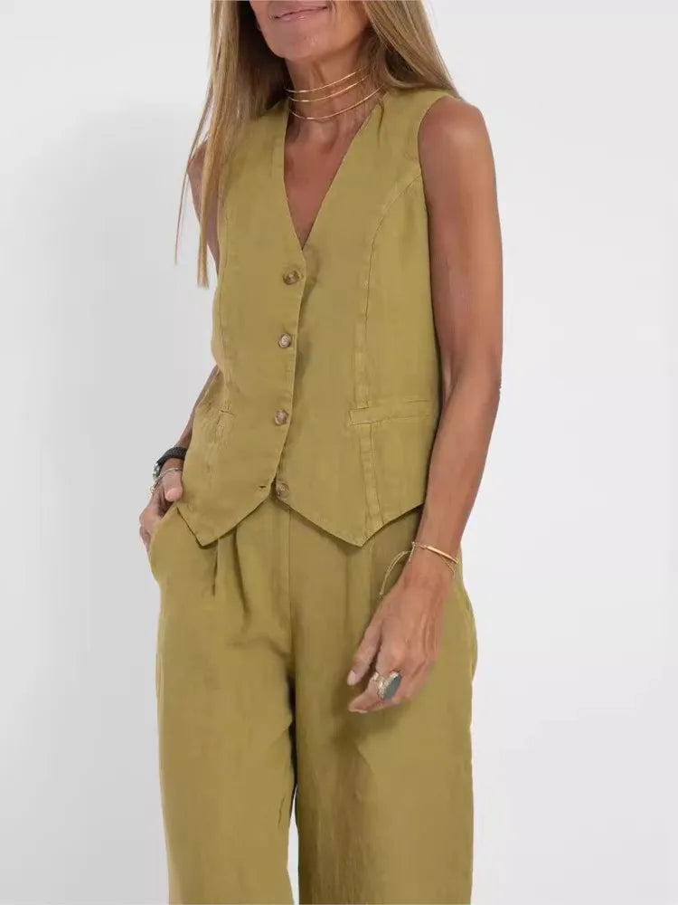 Veyra Vest Shirt & Pants Set
