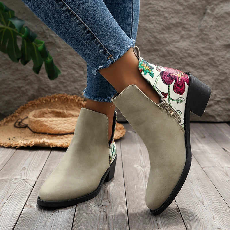 Zephyra Suede Floral Booties