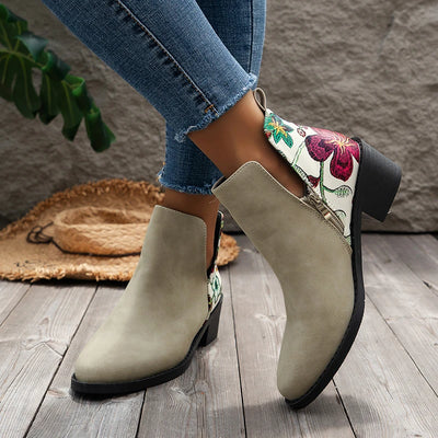 Zephyra Suede Floral Booties