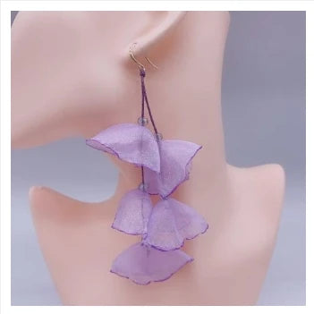 Long Charm Flower Earrings