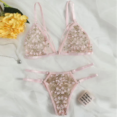 Cherry Blossom Floral Bra & Underwear Set