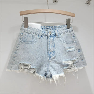 Novaire Bedazzled Denim Shorts