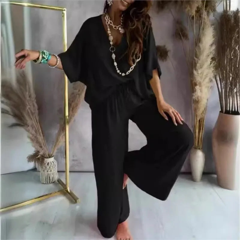Kaelina Top & Wide Leg Pants Set