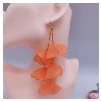 Long Charm Flower Earrings