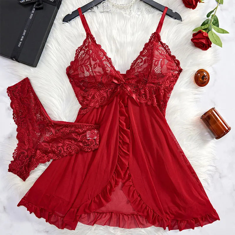 Lace Nightgown & Underwear Set