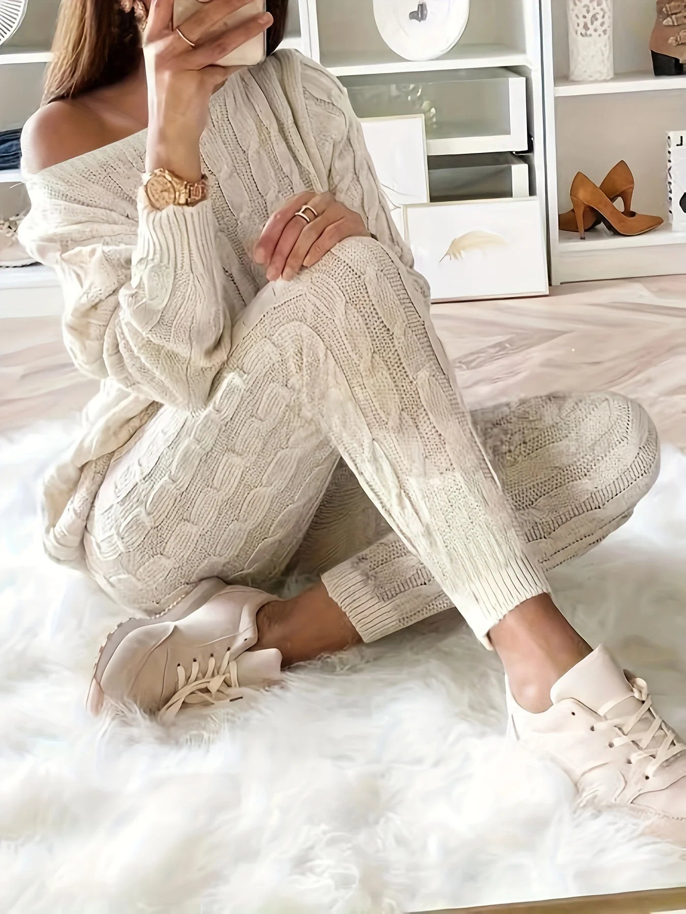 Solid Knitted Matching Two Piece Set