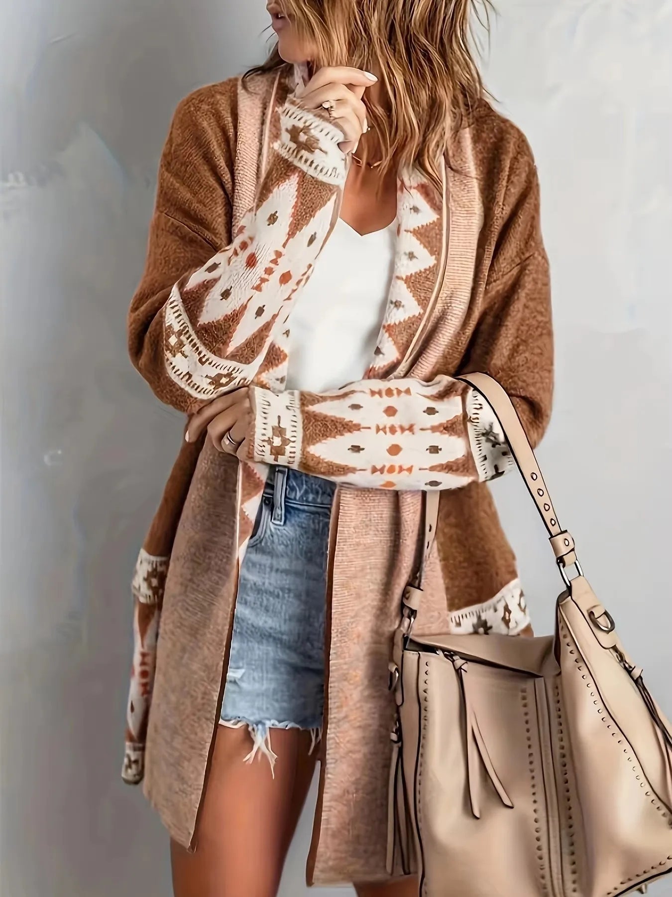 Geometric Print Cardigan