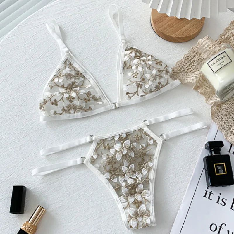 Cherry Blossom Floral Bra & Underwear Set