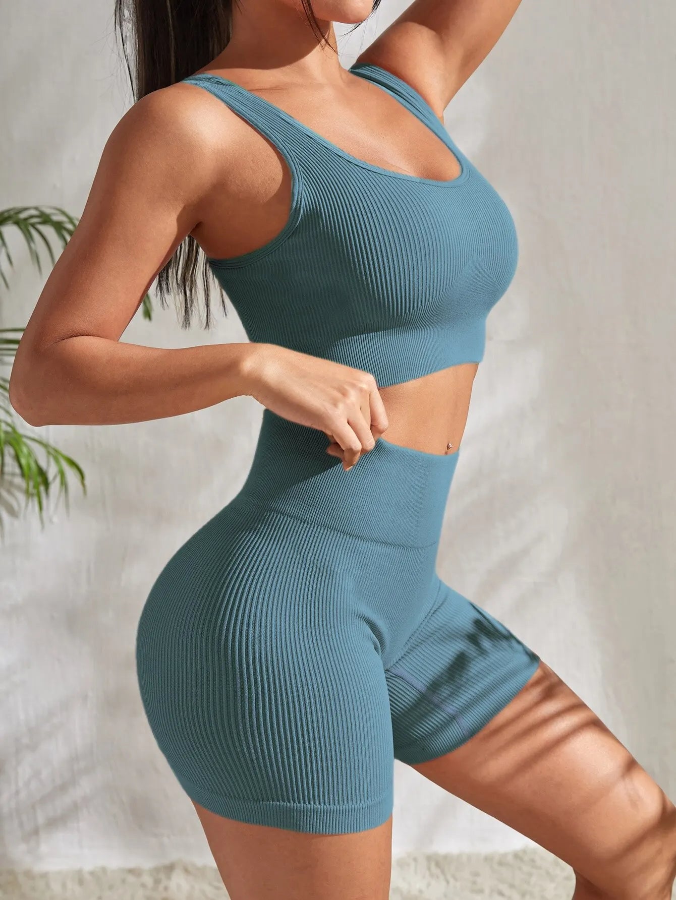 Seamless Ribbed 2 Piece Workout Set