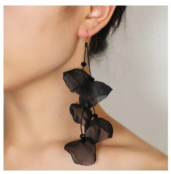 Long Charm Flower Earrings