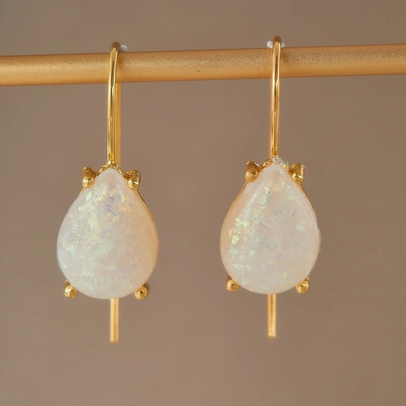Gold Fire Opal Earrings