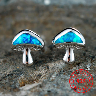 925 Opal Mushroom Earrings