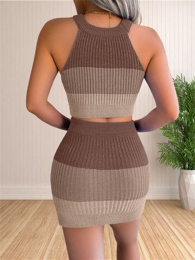 Thalora Knitted 2 Piece Halter Top & Skirt Set