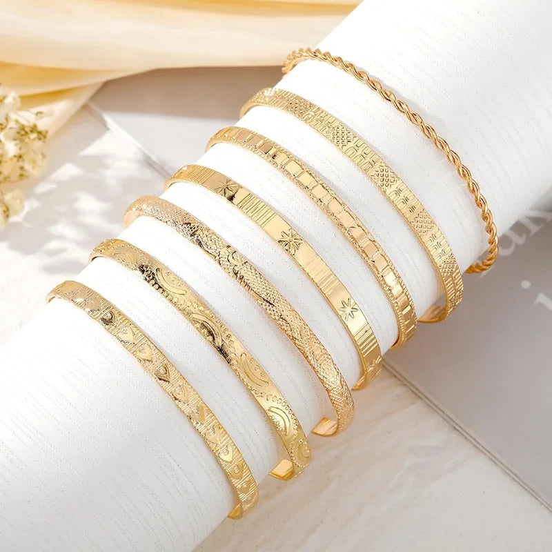 7 Piece Gold Bangle Bracelets Set