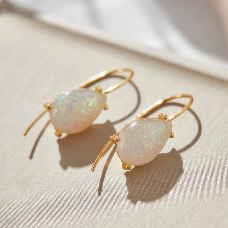 Gold Fire Opal Earrings