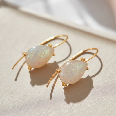 Gold Fire Opal Earrings
