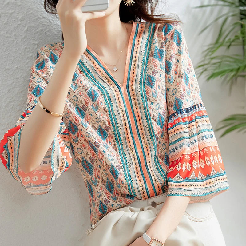 Elthira Flare Sleeve Blouse
