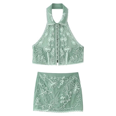Moss & Moon Embroidered Matching Set