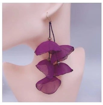 Long Charm Flower Earrings