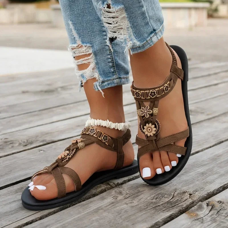Flower Beaded Bohemian Sandals
